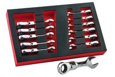 Britool Flexi Ratchet Spanner Wrench Set, Stubby Design 12 Pieces 8-19mm BHFSRWS