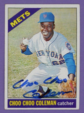 1966 Topps 561 Choo Choo Coleman New York Mets Signed Baseball Card (Dec'd 2016)