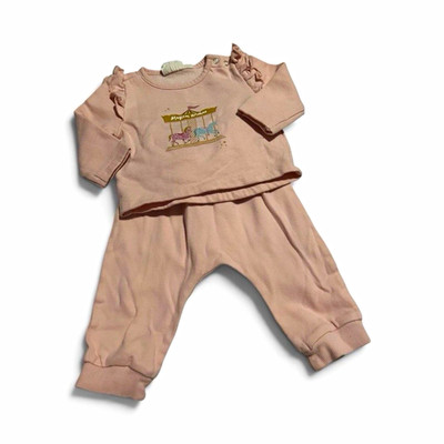 Lupilu Baby Mädchen Set Gr. 62 2-teilig Oberteil Langarm & Hose rosa Rüschen