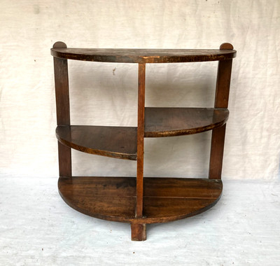 Antique Mahogany Finish Wood  Tired Half Moon Table Display Plant Stand Vintage