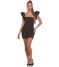 Oh Polly Take Me Higher Puff Sleeve Mini Dress Black Size 2