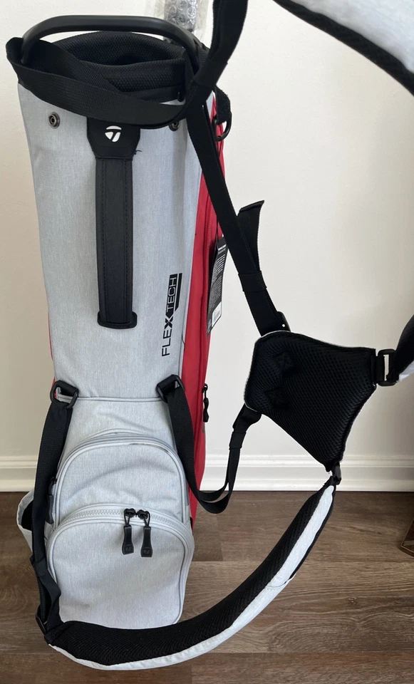 TaylorMade FlexTech Carry Miami Red & Grey Stand Golf Bag W/ Umbrella Tags On - Image 3 of 4