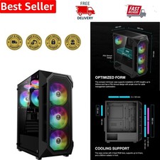 Mid Tower PC Case for Gamers - 4 ARGB Fans  Mesh Panel for Optimal Airflow