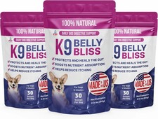 Pup Labs K9 Belly Bliss All-Natural Gut Health for Dogs 3 pack 30 Scoops Each