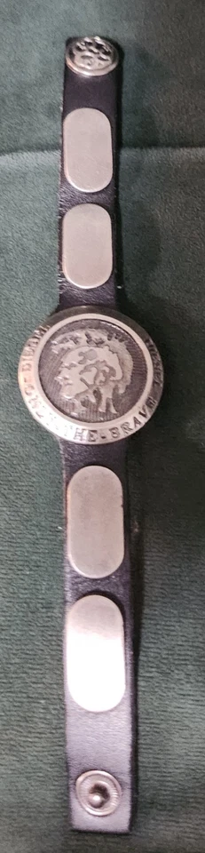 Diesel 手镯皮革男式不锈钢 8 英寸 Only The Brave 罕见男女通用 — 第 2/4 张图片