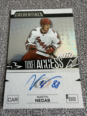2024 Upper Deck Credentials 2023-24 Update Ticket Access /99 Martin Necas Auto
