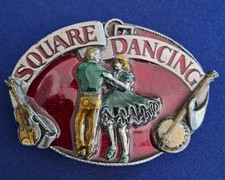 Couple Square Dancing American Folk Dance Vintage 1988 Siskiyou Belt Buckle G-30