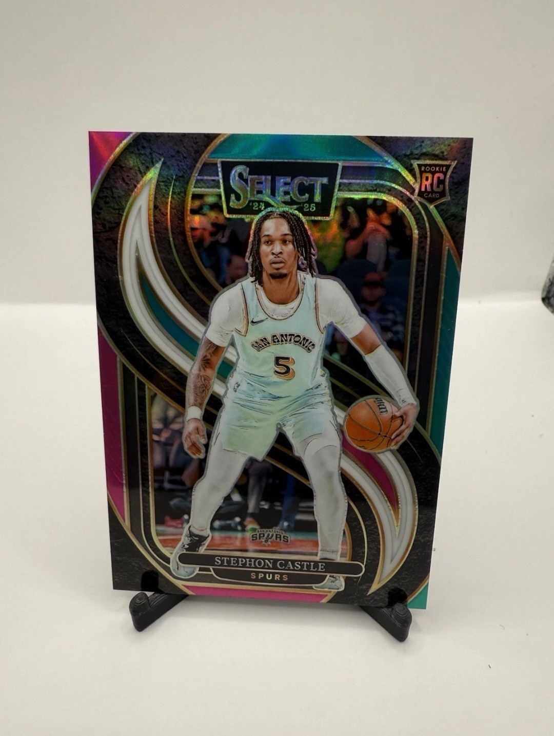 2024-25 Panini Select Premier Stephon Castle #72 Teal White Pink Prizm /49 (RC)