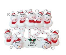Personalized 2025 Snowman Family of 9 Christmas Ornament