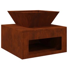 WALPLUS Fire Pit Rusty 50x50x40 cm Weathering Steel Outdoor Garden Heater