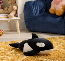 NWT Pillowfort Weighted Plush Orca Whale Throw Pillow Toy 3lbs Sensory NEW! HTF