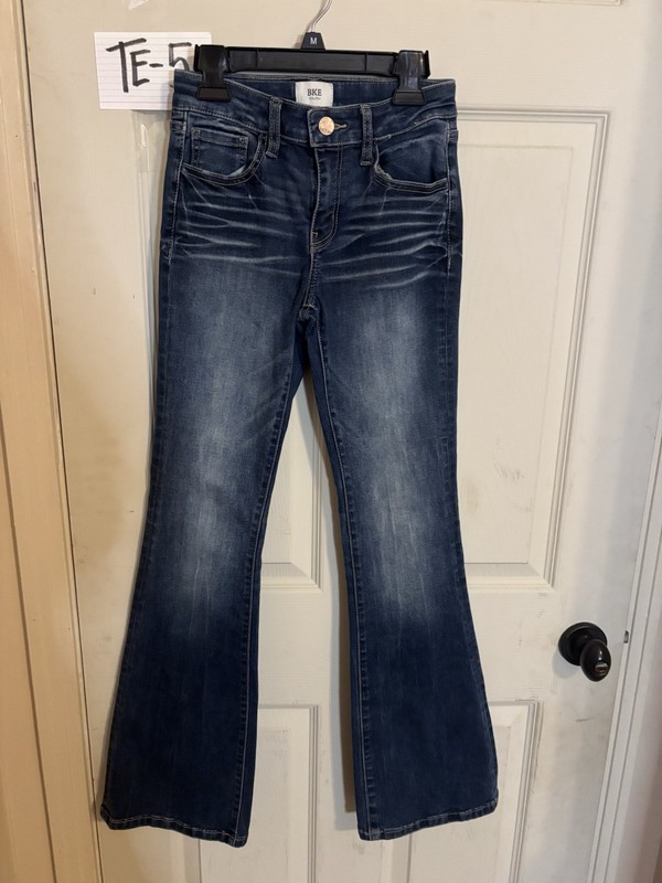 BKE Youth Boys Bootcut Blue Denim Jeans Size 14 Button Closure