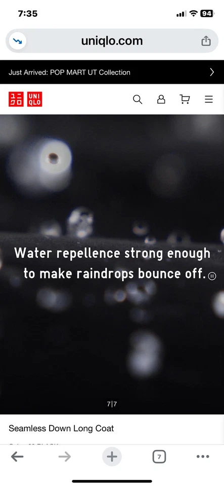 Chaqueta acolchada Uniqlo para mujer grande negra plumón abrigo largo con capucha ligera Foto 3 de 4