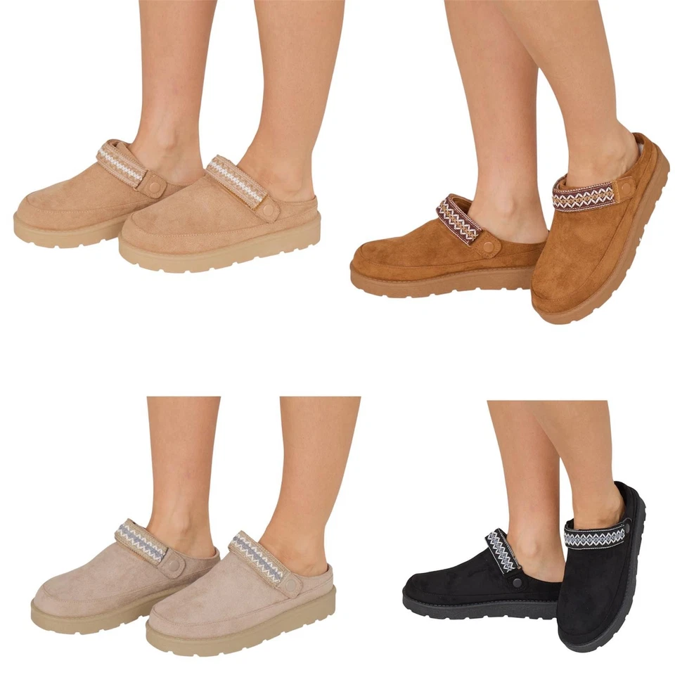 CORE COLLECTION Womens Fur Lined Slippers Indoor and Outdoor Warm Comfort Fur Slippers