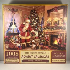 Puzzle Adventskalender 2024 Puzzle 1008 Teile Weihnachtsmann Weihnachtsbaum 24 Tage