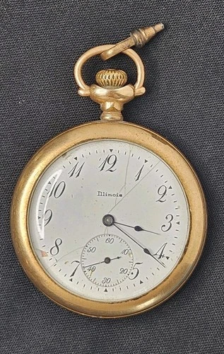Vintage Illinois Watch Co Springfield Pocket Watch Fahys 15 Jewels FOR PARTS