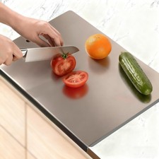 Stainless Steel Cutting Board with Counter Lip and Non-Slip Mat 15.7 x 11.8 Inch
