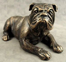 ENGLISH BULLDOG Cast Iron HEAVY STATUE DOORSTOP Antiqued Gold Large Bully Dog