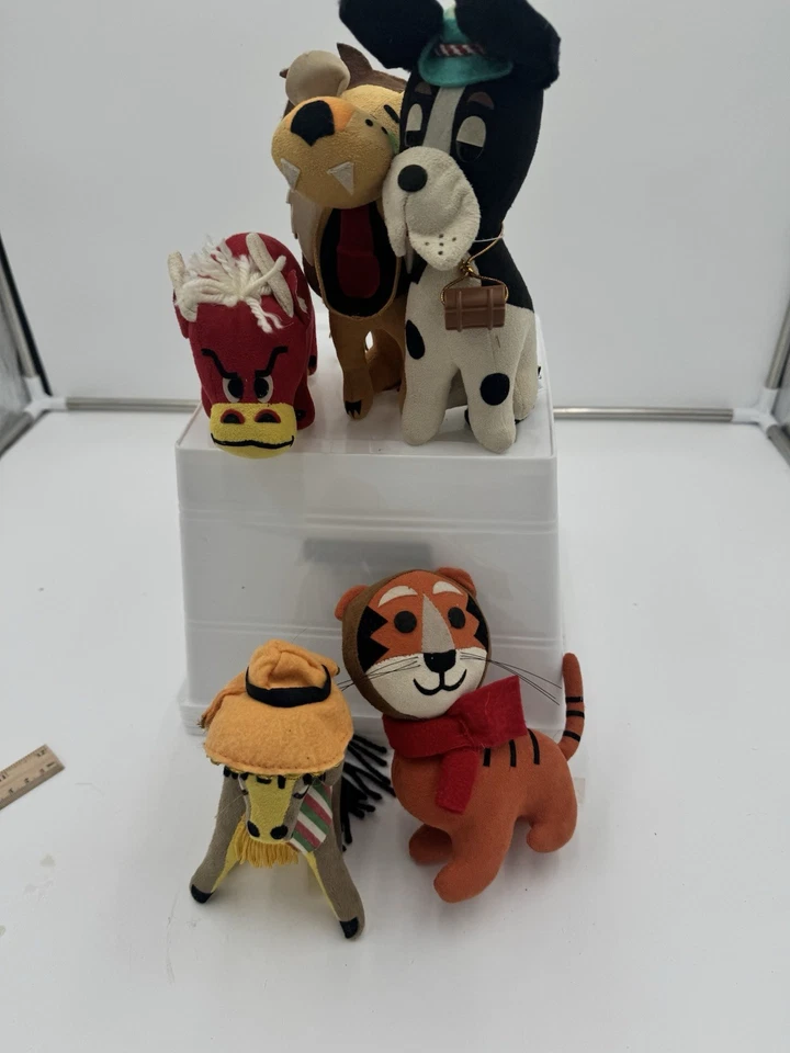 LOTE DE 5 MASCOTAS DE ENSUEÑO Dakin Años 60 De Colección Japón Peluche Aserrín Toro Burro León Gato Foto 2 de 4
