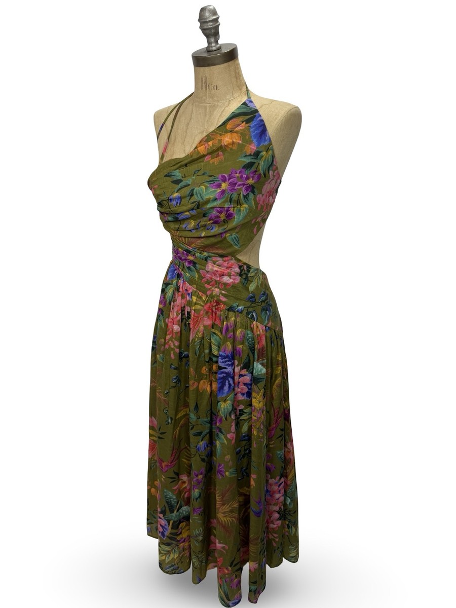 ZIMMERMANN Luminosity Asym Ruched Morisot Green Floral Print Midi Dress 2  $1250 | eBay