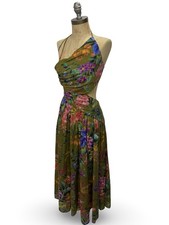 ZIMMERMANN Luminosity Asym Ruched Morisot Green Floral Print Midi Dress 2 $1250