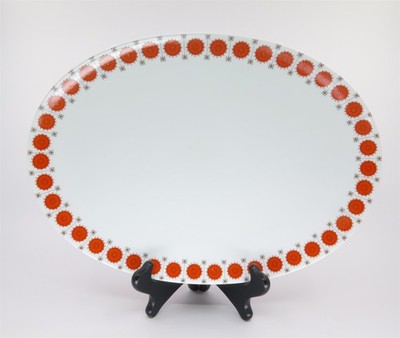 MCM Thomas Germany Pinwheel Medallion Orange Sunburst Oval Platter & Casserole