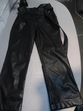EUC DESIGNER SHINESTAR POLYURETHANE BLEND PLEATHER BLACK PANTS SIZE LARGE