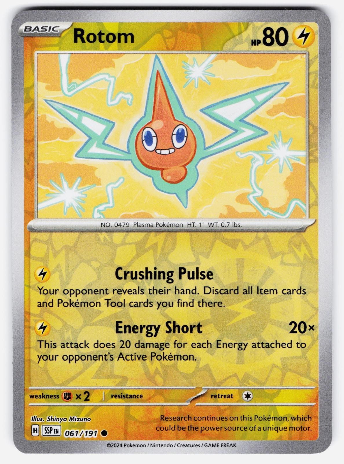 ROTOM 061 C SURGING SPARKS POKEMON REVERSE HOLO LP