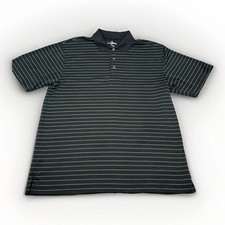 Grand Slam Golf Polo Shirt Men  s Large Black Gray Stripe Performance Polyester