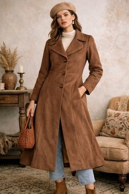 Petite Lassie by Butterfly Co. Brown Vintage Wool-Blend Coat Size 11 Petite
