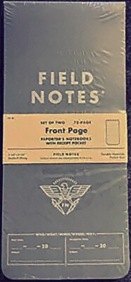 Field Notes Front Page Reporter's Notebook, Set of 2 Ruled   FN-30 (New Sealed)
