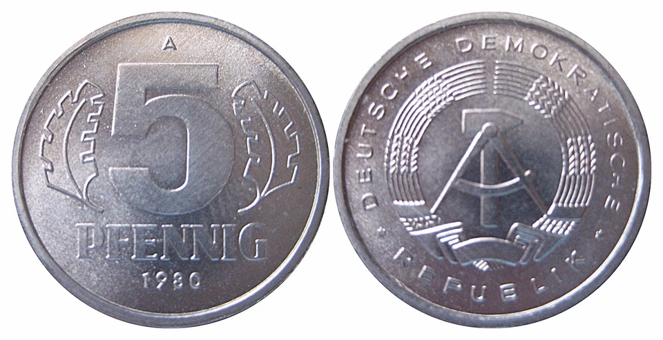 1509 5 Pfennig DDR 1980 A in STG fein  1502405 - Bild 1 von 1