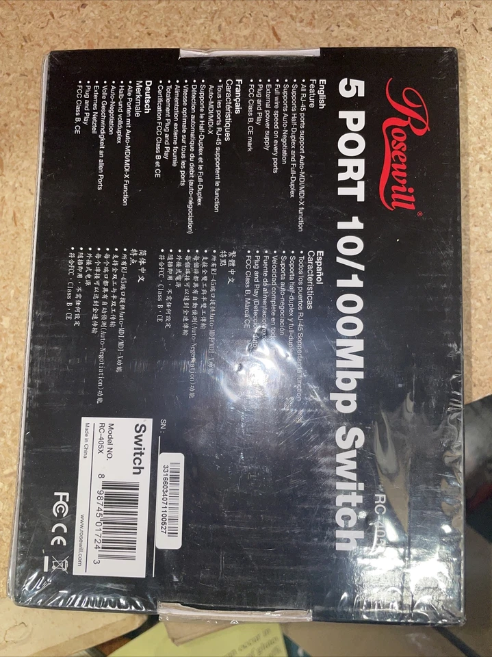 Rosewill RC-405X 5-Port 10/100mBPS Switch *New Unused* - Image 2 of 2