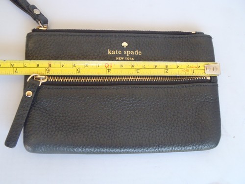 Kate Spade Cobble Hill Bee Wristlet Wallet Pouch Black Pebbled Leather Zip - Picture 4 of 7