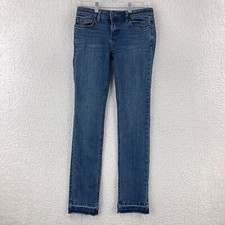 Free People Skinny Jeans Womens Size 25 Blue Denim Low-Rise Split Hem Casual