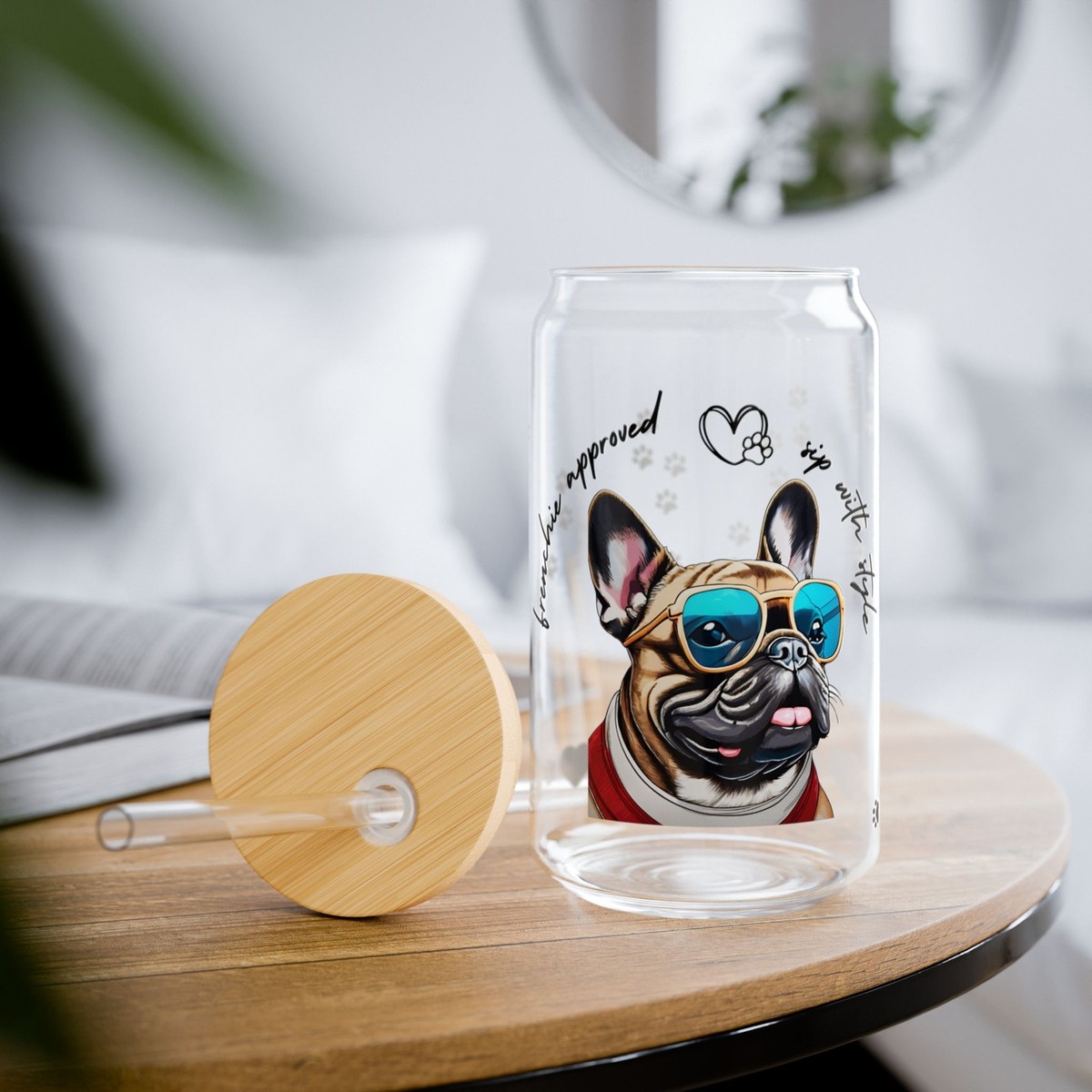 FRENCH BULLDOG-THEMED SIPPER GLASS/ANIMAL LOVER PERSONALIZED GIFT