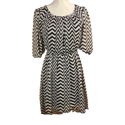 Sweet Storm Y2K High Low Dress Small Asymmetric Zigzag Midi Sheer Pleated VTG