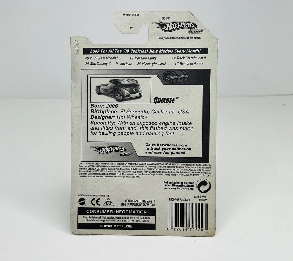 2008 Hot Wheels #166 HW Treasure Hunt 6/12 QOMBEE Gold/Black w/Chrome PR5 NEW - Image 4 of 4