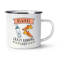 Beware VerrüCkte Laufen Damen Emaille Becher Tasse Mutter Tag Freundin Lustig