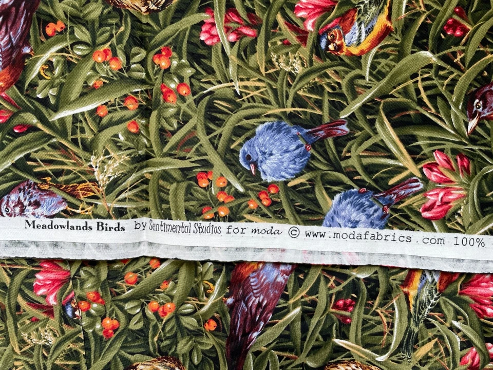 Meadowlands Birds by Sentimental Studios for Moda Cotton Quilt Fabric 2 Yds HTF - Image 2 of 2