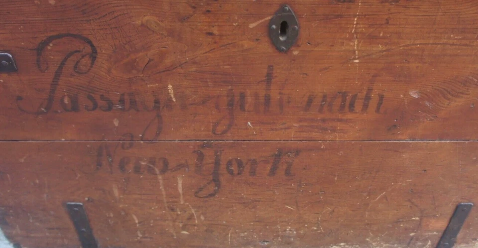 原始古董大型移民旅行木箱储物箱纽约 — 第 2/4 张图片