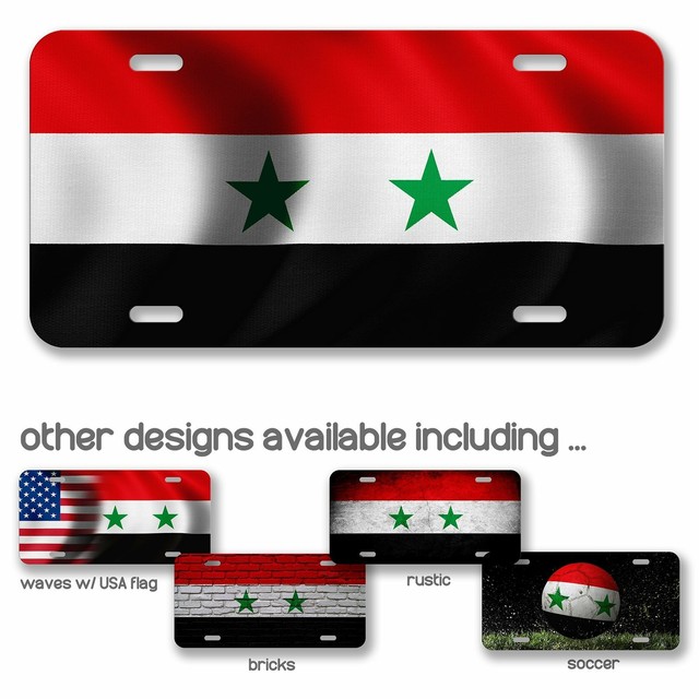 High Grade Aluminum License Plate Flag of Syria (Syrian) Many