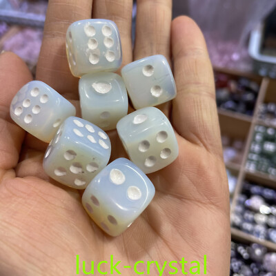 Natural White Opal Quartz Hand Carved Crystal Dice Healing 5pc ,chuanfu