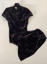 NWT Women's David Warren NY Purple Velvet Floral Collar Long Dress Size 6 Formal