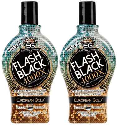 2 European Gold FLASH BACK 4000X Indoor Tanning Bed Tattoo Enhance Lotion - 12oz