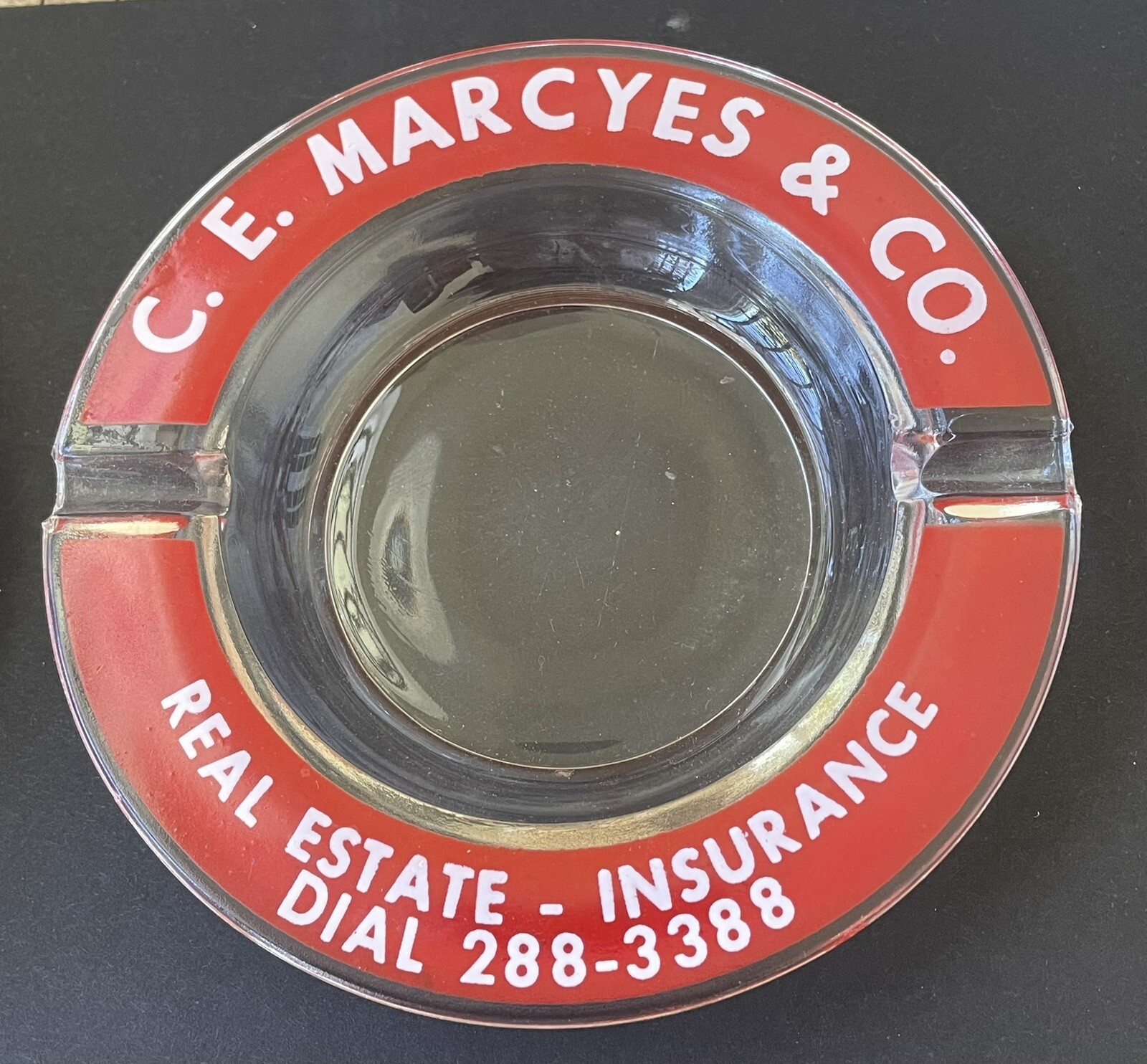 Vintage Ashtray CE Marcyes & Co Real Estate Insurance  1960