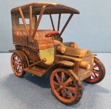 large 7" Japanese ANTIQUE AUTO  lever action tin litho car Black/Gold