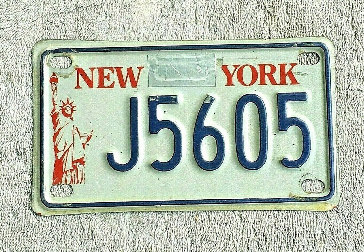 エルテ 『ニューヨーク、ニューヨーク』ファイン チャイナ 1990年 署名入 NEW YORK NY STATUE of LIBERTY Motorcycle License Plate Tag # J5605
