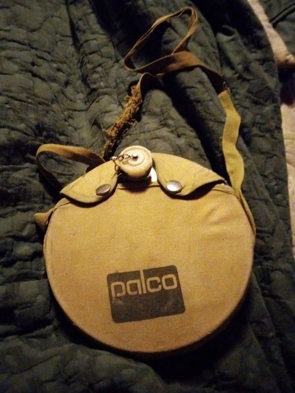 Vintage Palco 2 Quart Aluminum Water Canteen with Canvas Cover & Strap