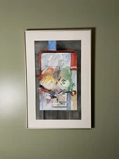 Agnes David, Winston-Salem, NC Framed Watercolor “Two Imaginary Children” 2003
